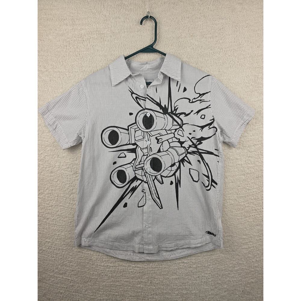 Signature Size Small Striped Graphic Button Shirt